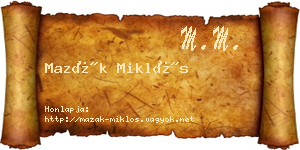Mazák Miklós névjegykártya